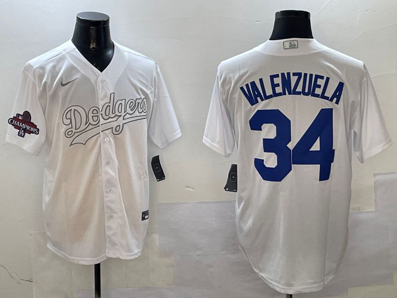 Men Los Angeles Dodgers 34 Valenzuela White Fashion Edition Game 2025 Nike MLB Jersey style 3
